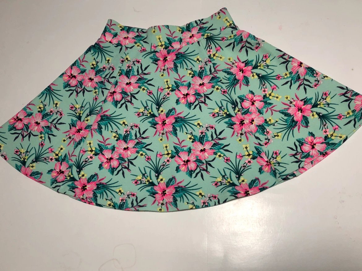 Preowned H&M Floral Mint Skirt Extra Small Zipper Women's