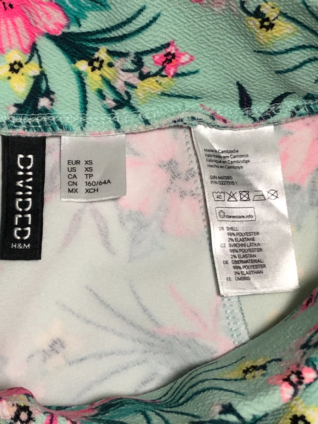 Preowned H&M Floral Mint Skirt Extra Small Zipper Women's - photo 4
