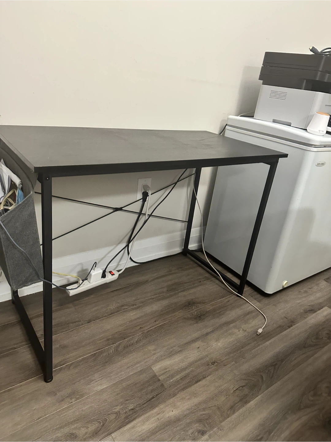 Black Writing Desk with Storage Pouch