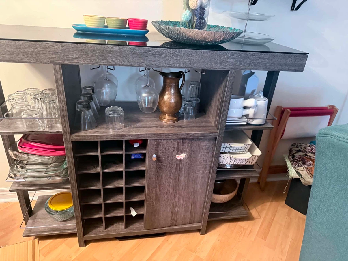 Wooden Bar Cabinet with Glass Holder - photo 2