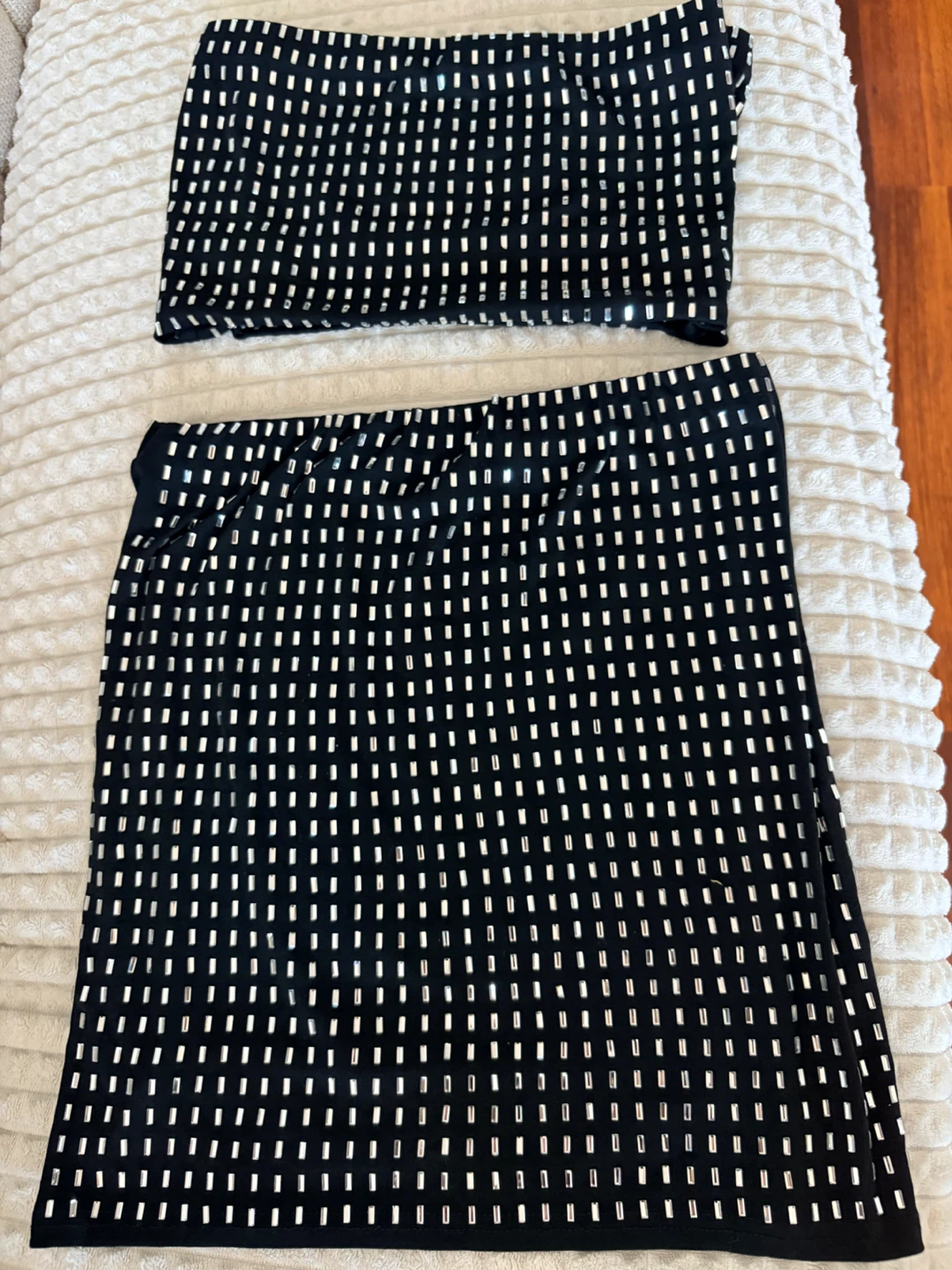 Black Two-Piece Skirt and Tube Top Set with Rhinestones - photo 3