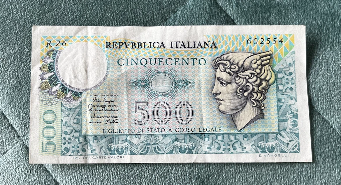 1974-vintage Italy 500 Lire Banknote - photo 3