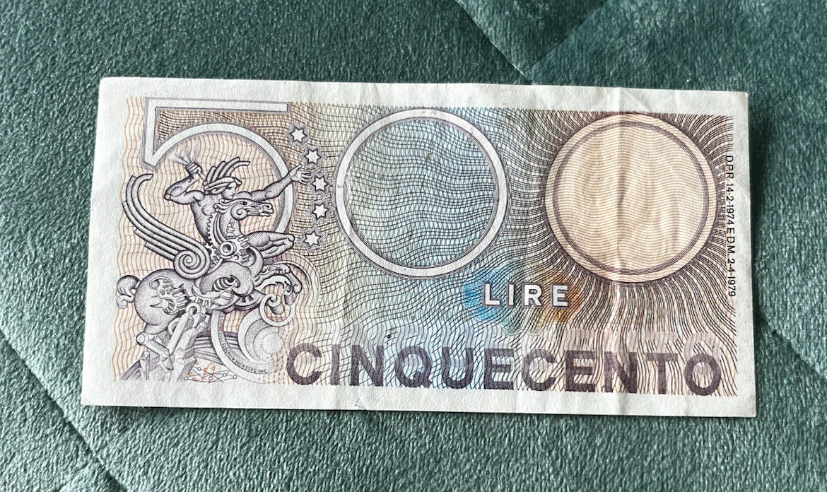 1974-vintage Italy 500 Lire Banknote - photo 4