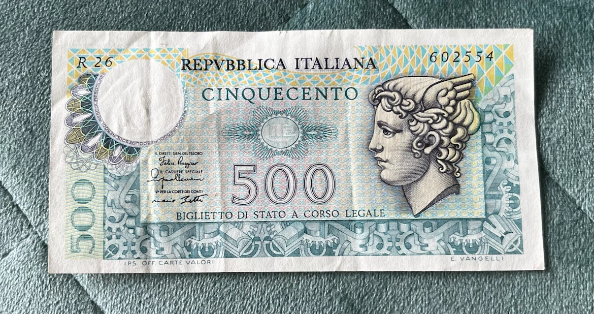 1974-vintage Italy 500 Lire Banknote - photo 5