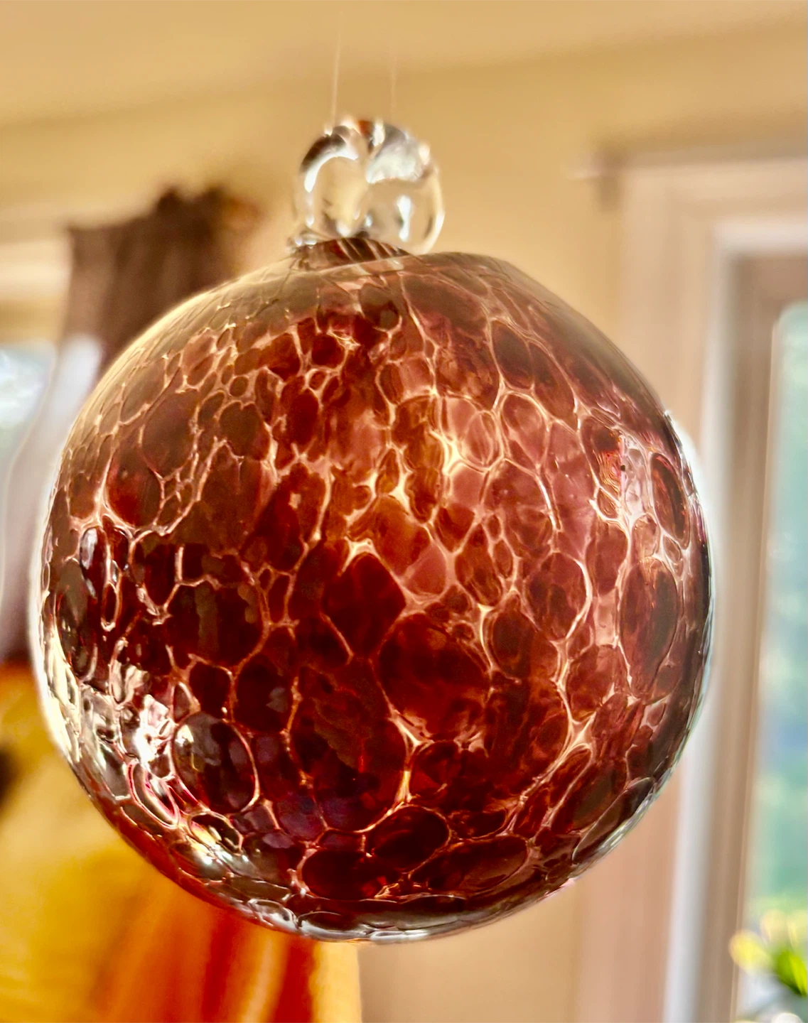 Blown glass friendship ball, witch ball.