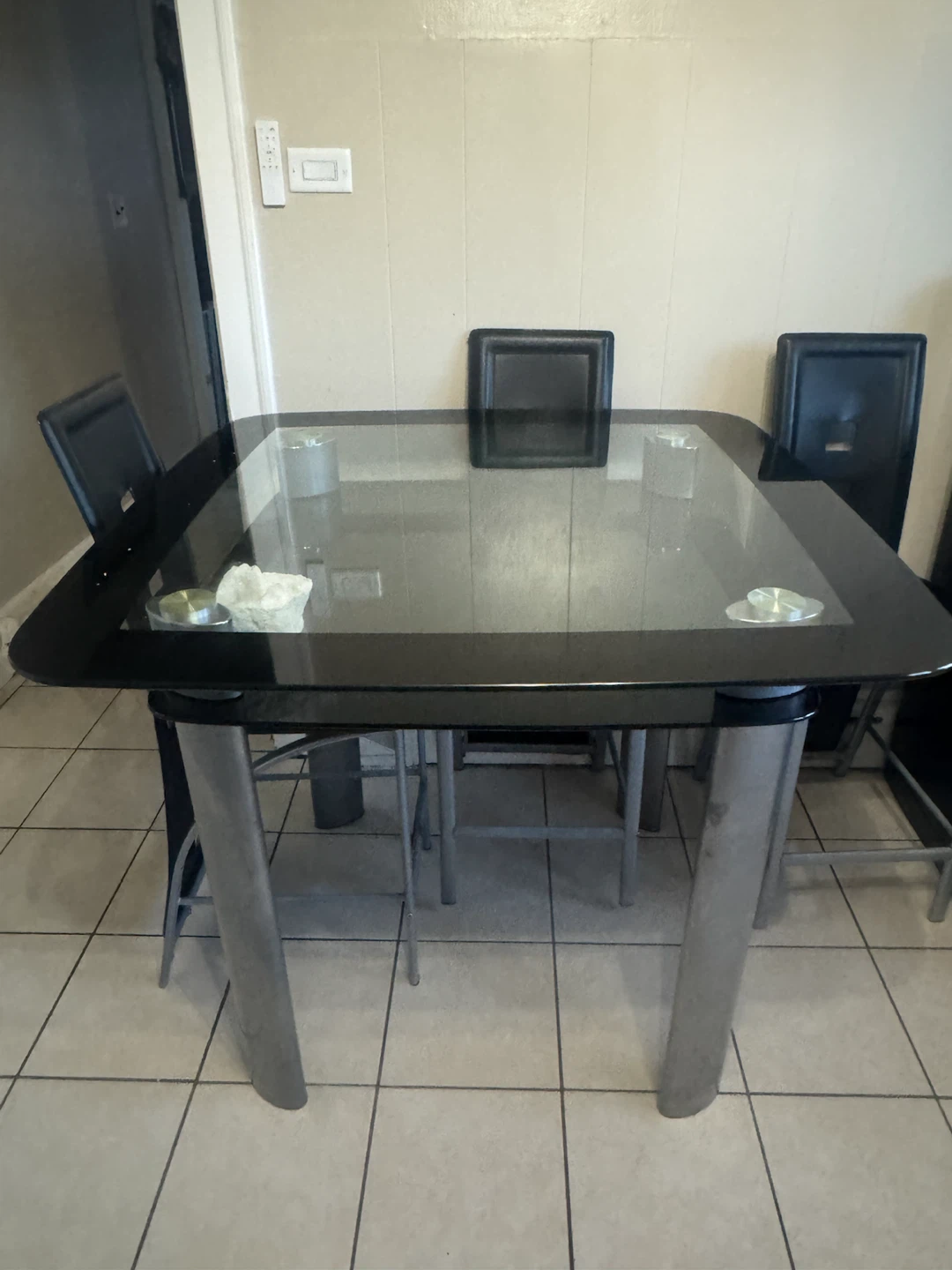 Glass top dining table with 4 chairs