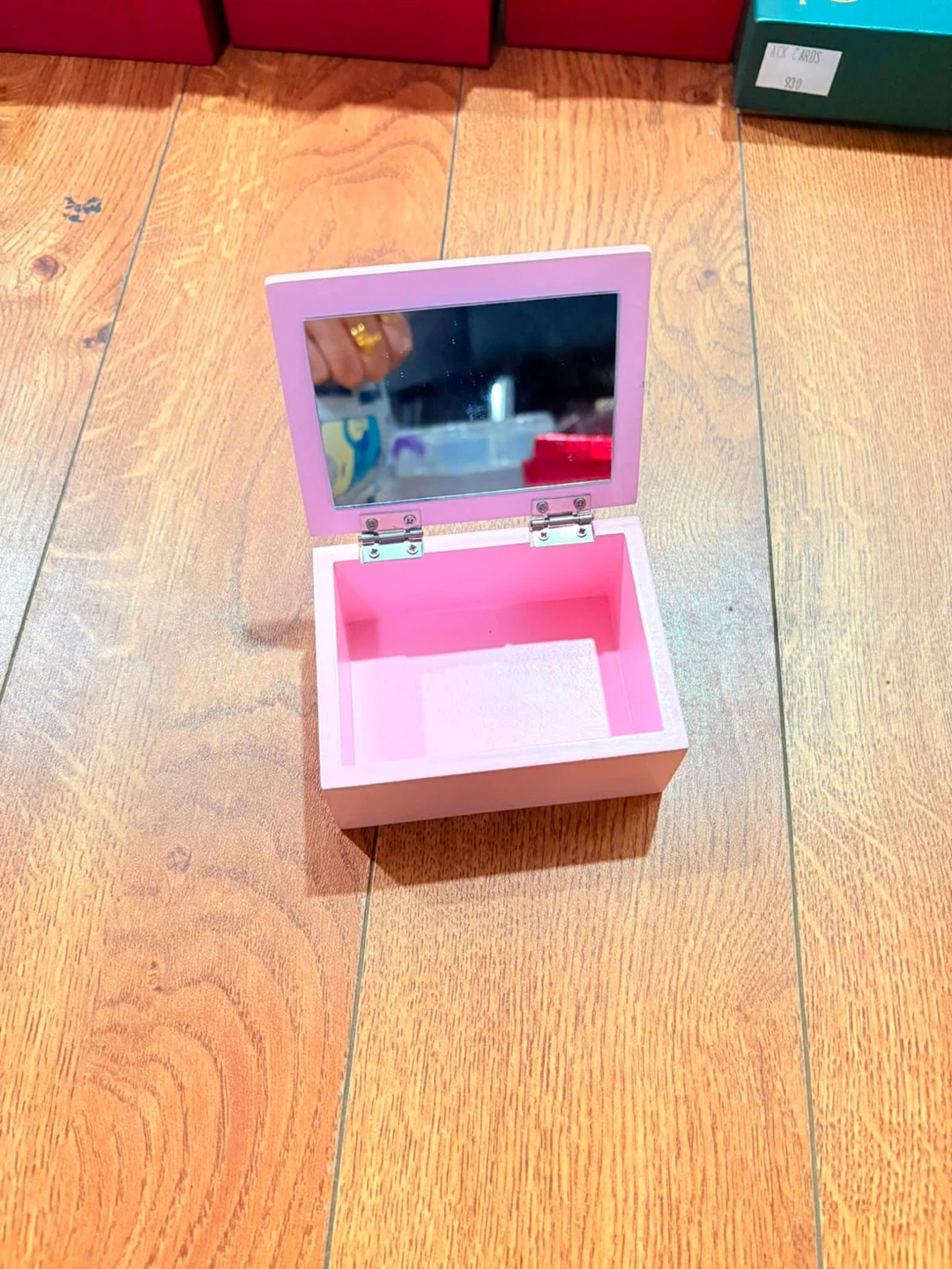 Pink Jewellery Box with Mirror and Star Detail