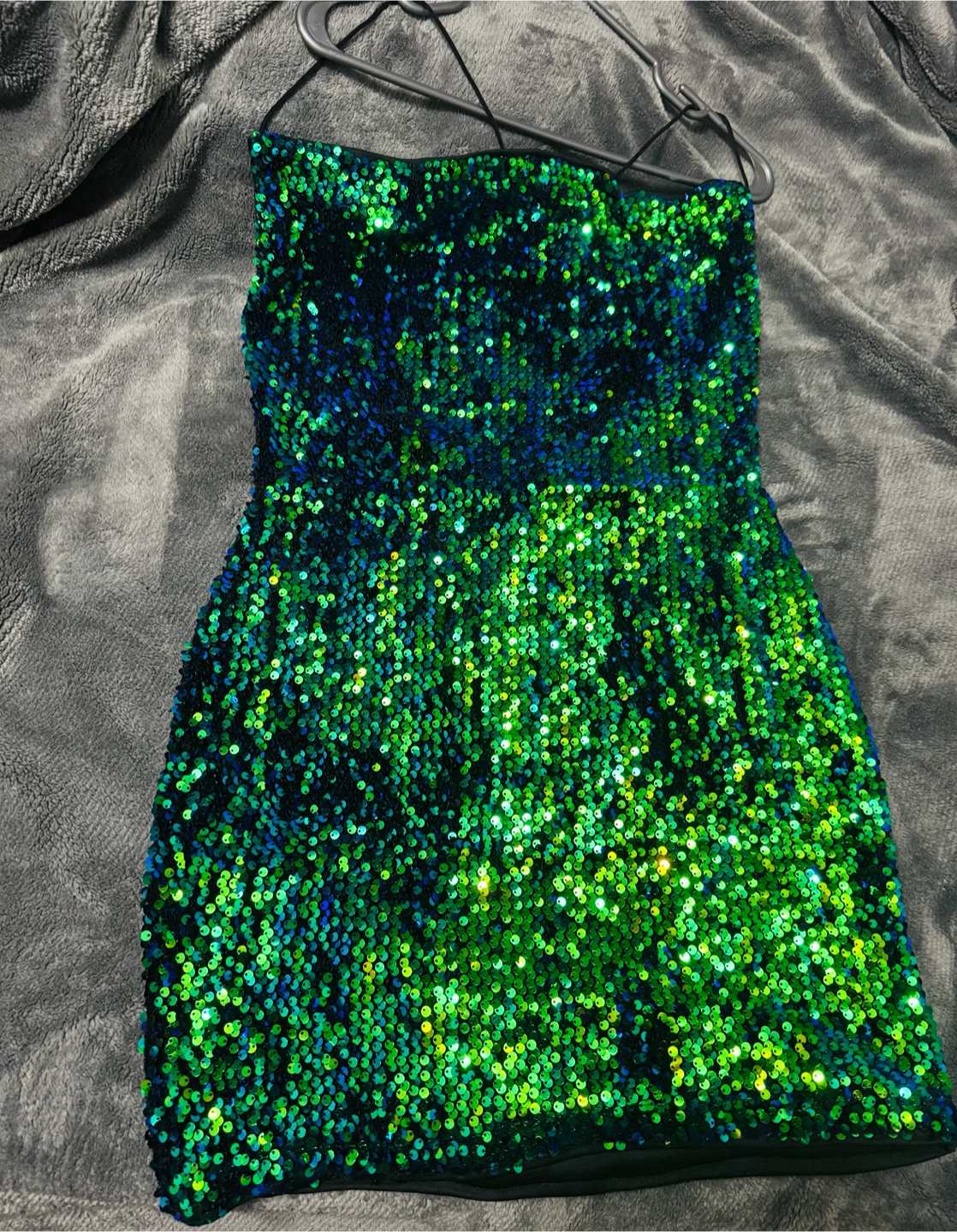Sparkly Green Sequin Mini Dress