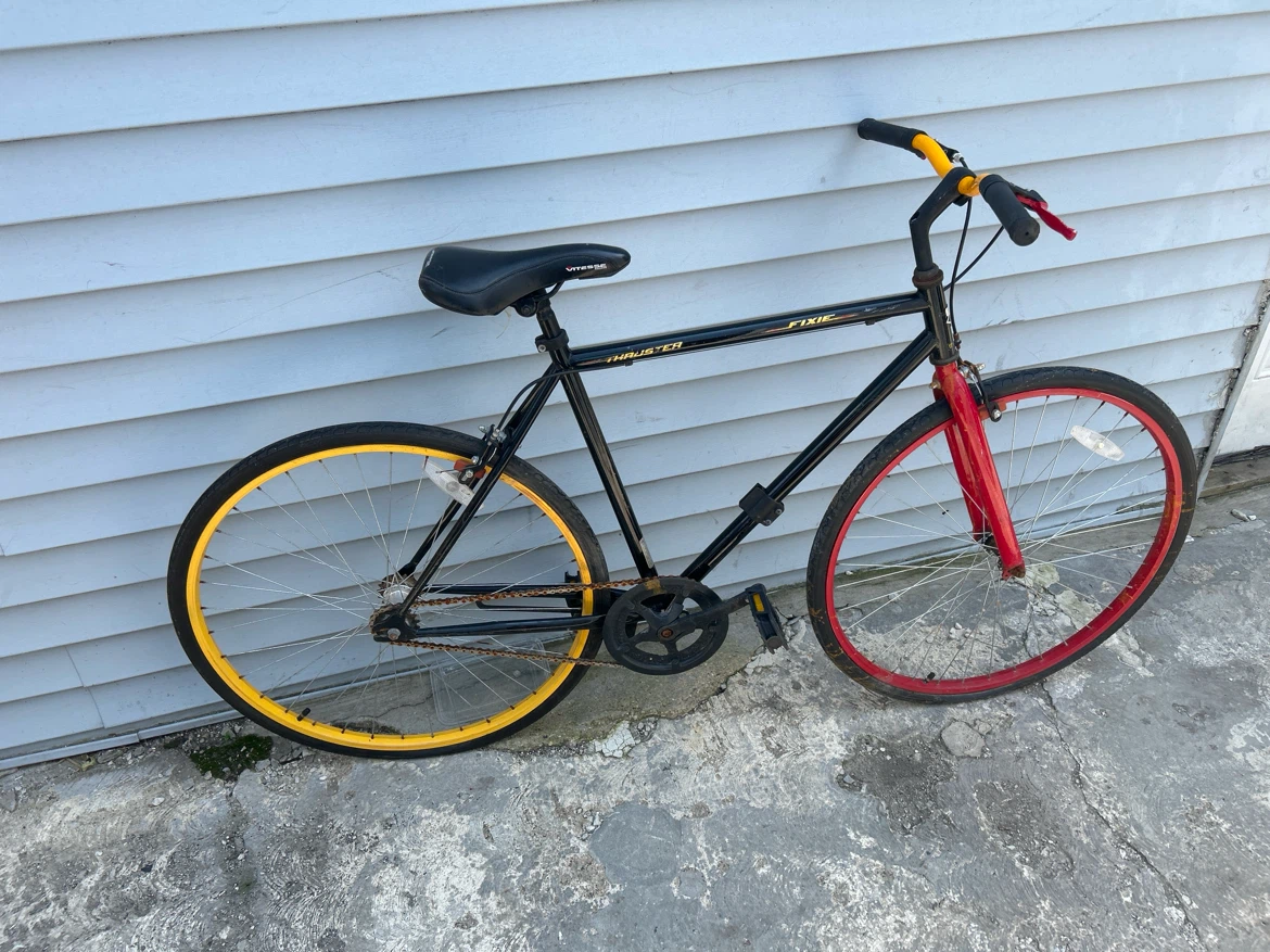 Black Fixie Bike with Yellow and Red Rims - photo 2