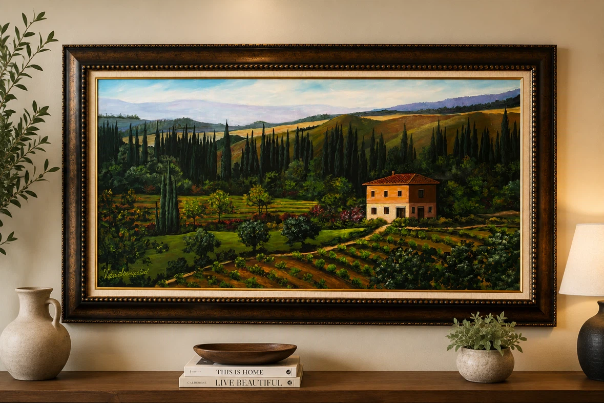 Original Large Framed Acrylic Painting