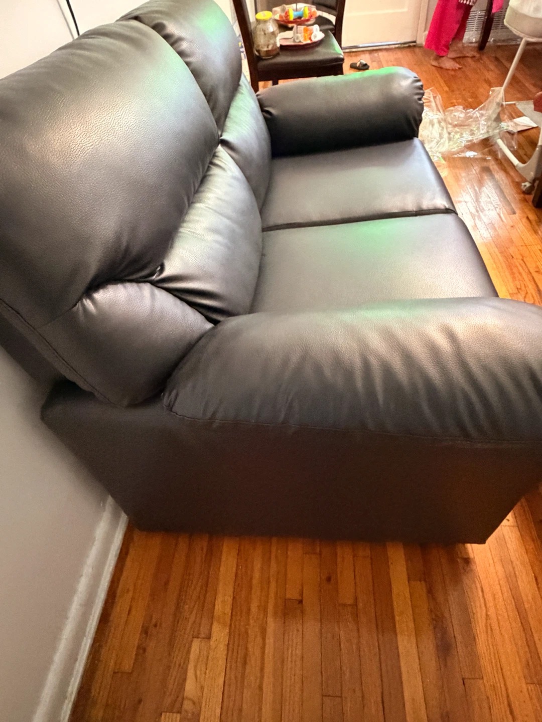 Black Leather Recliner Armchair and Loveseat Set