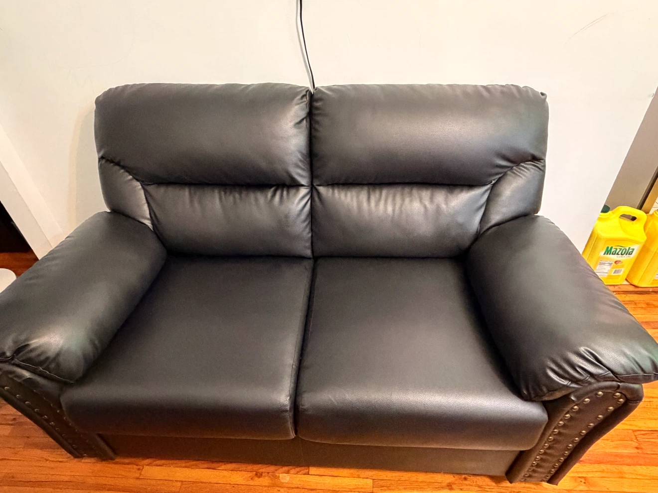 Black Leather Recliner Armchair and Loveseat Set - photo 2