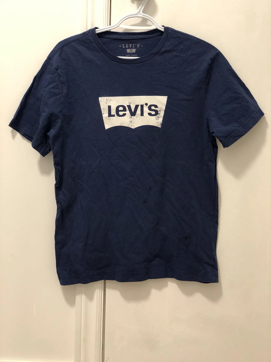Preowned Levi’s T-Shirt Men Medium Blue Navy Cotton Casual Style