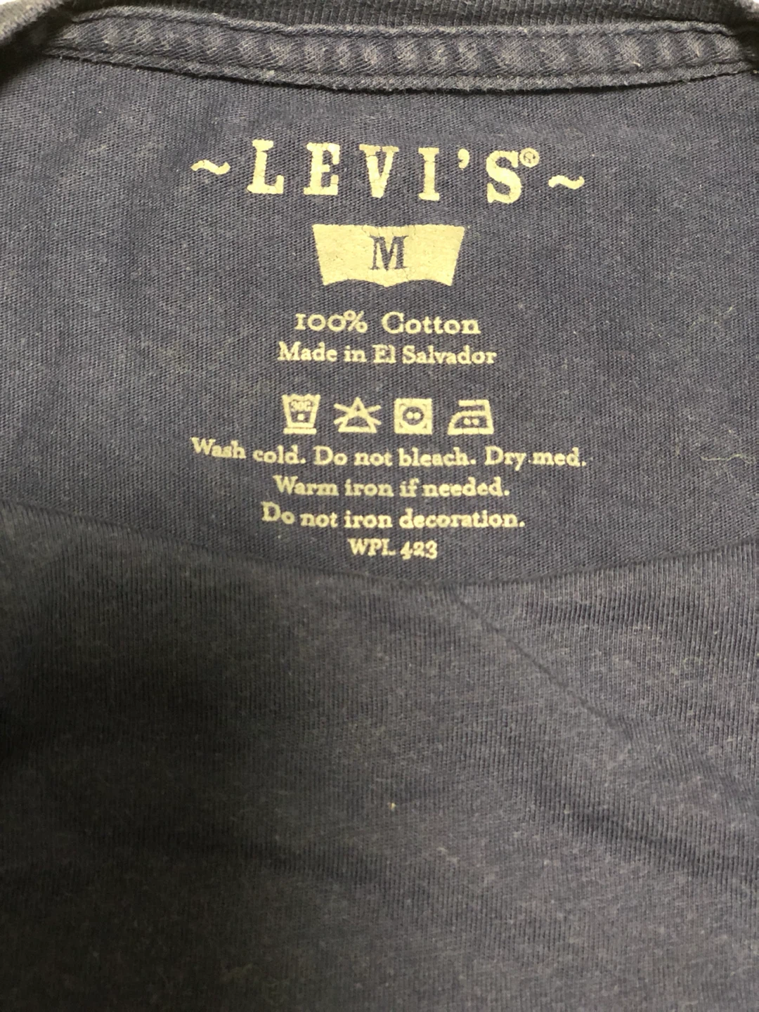 Preowned Levi’s T-Shirt Men Medium Blue Navy Cotton Casual Style - photo 3