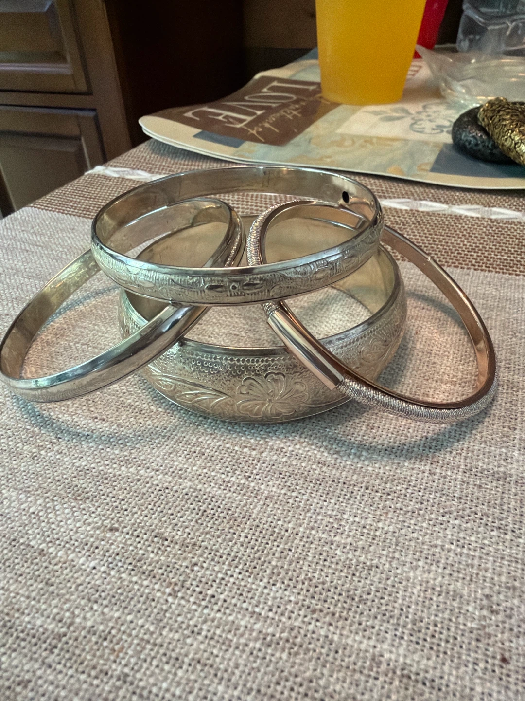 Set of 4 Silver-Tone Bangle Bracelets - photo 3