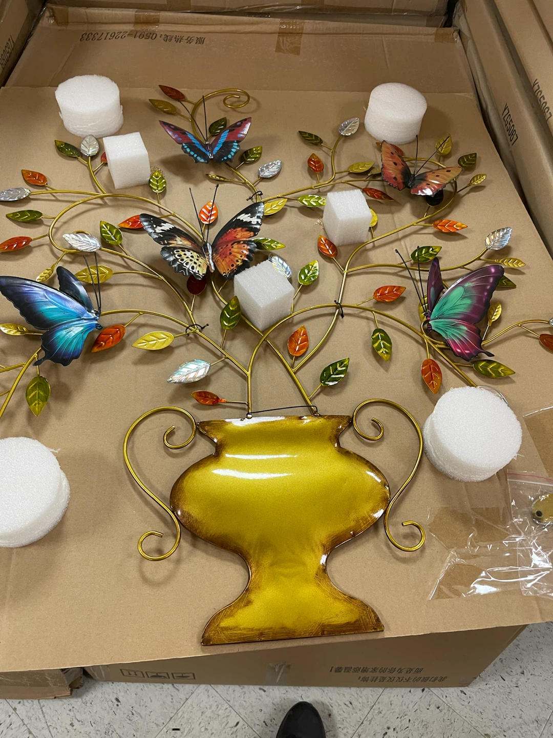 Metal Butterfly and Vase Wall Art