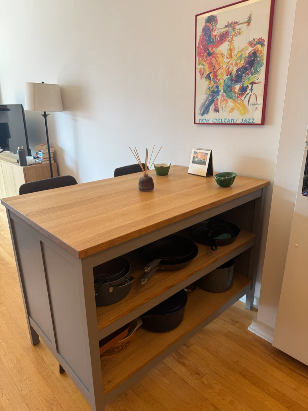 Wood Top Kitchen Island with Gray Base - photo 3