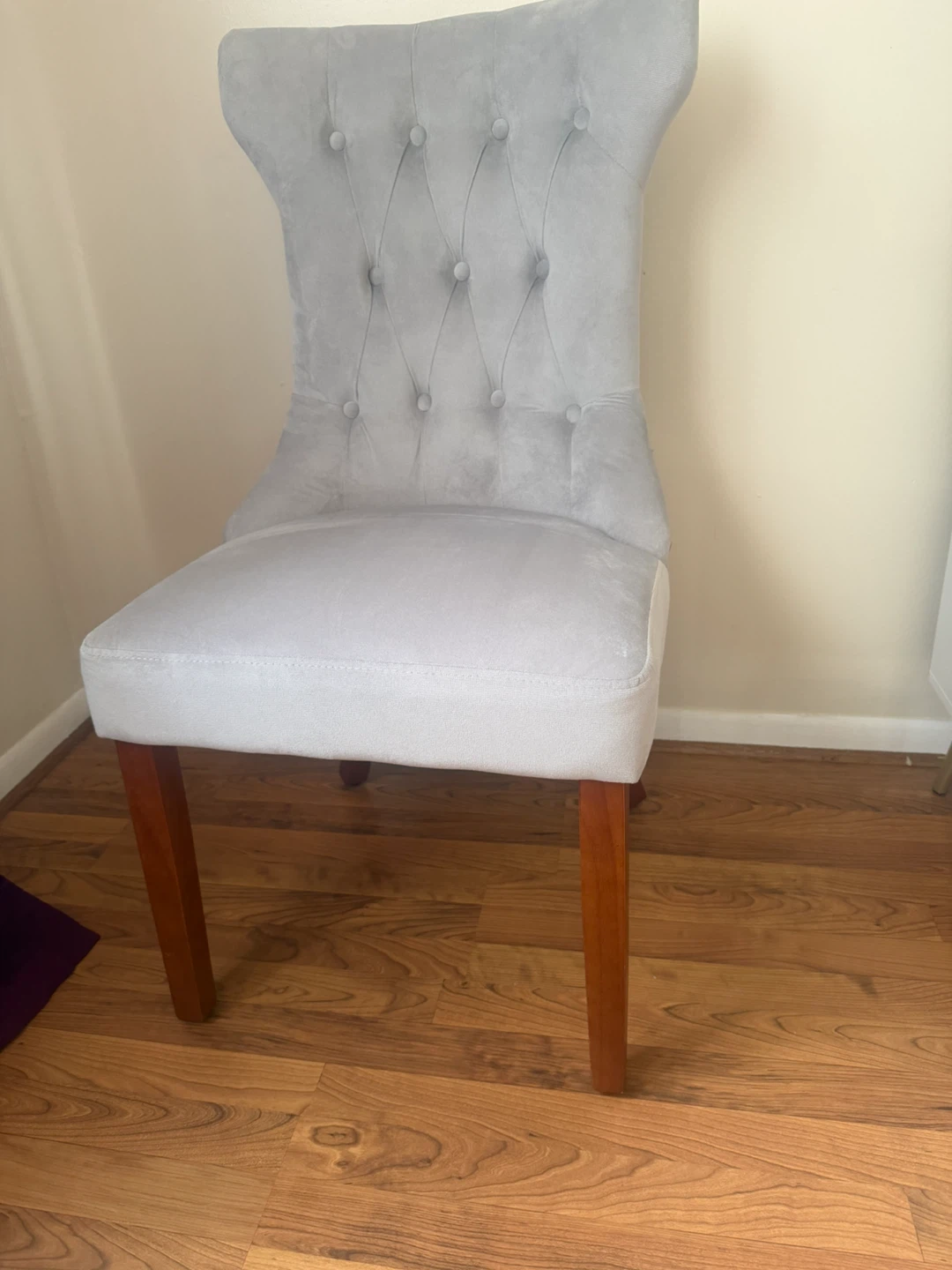 Set of 2 Light Gray Tufted Dining Chairs