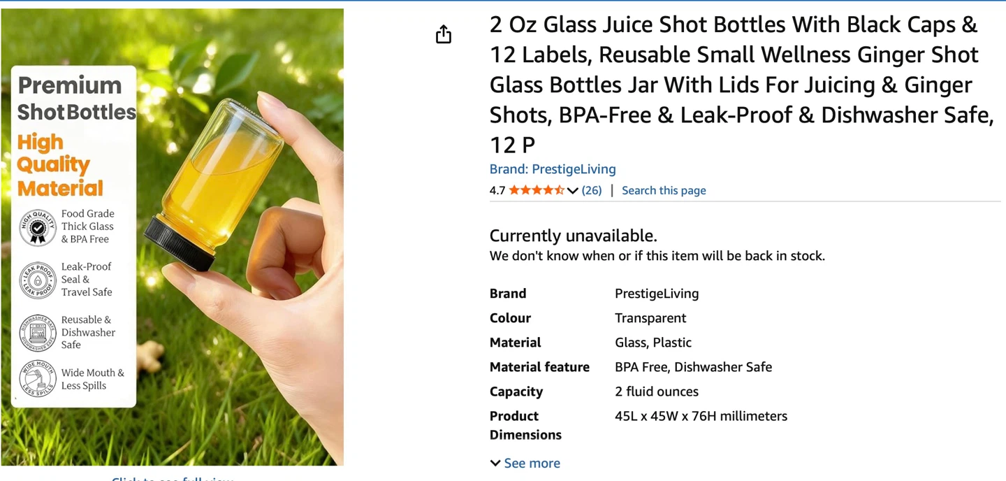 Glass “Shot” Bottles Set (2oz) - photo 2