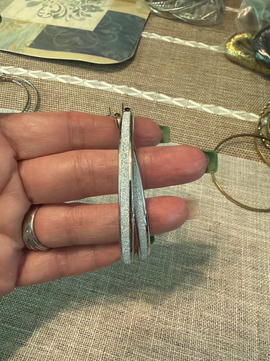 Silver Hoop Earrings Set - photo 2