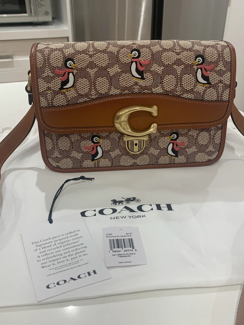 New Coach Penguin Studio Bag 26 In Signature Jacquard