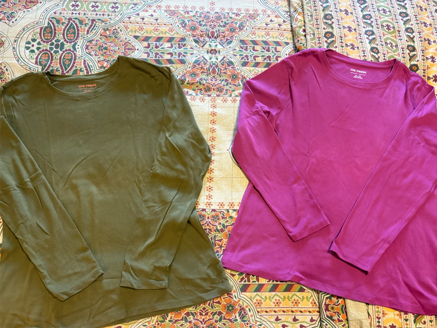 Joe Fresh Long Sleeve Shirts (2) - Olive Green & Magenta