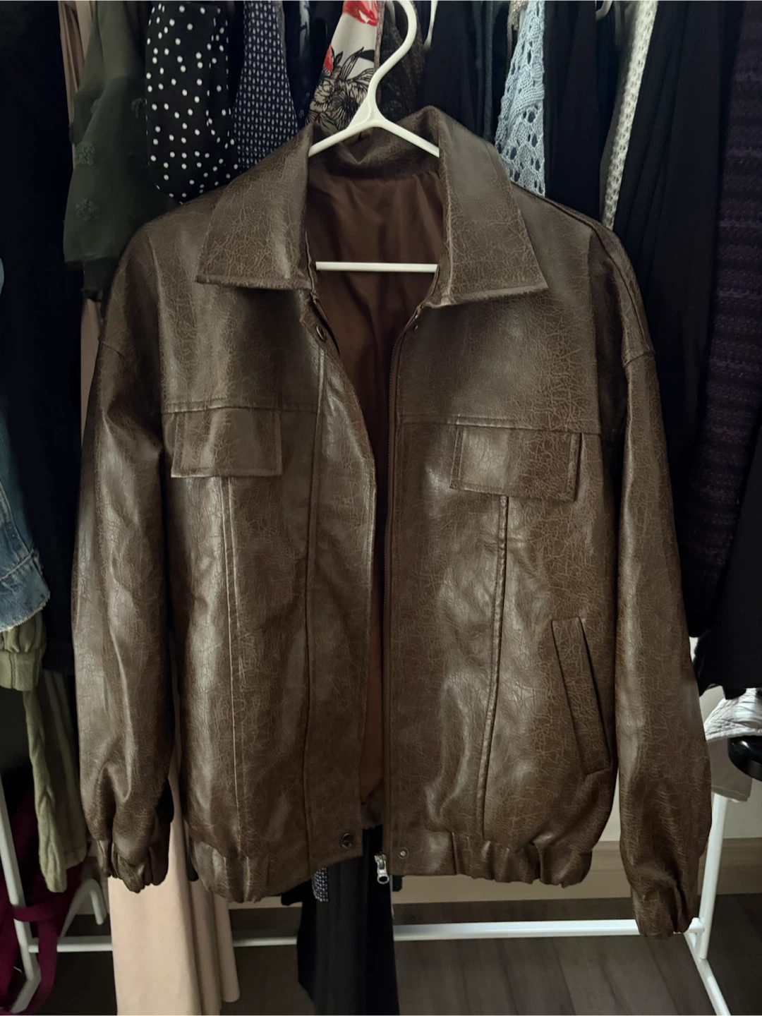 Brown leather jacket
