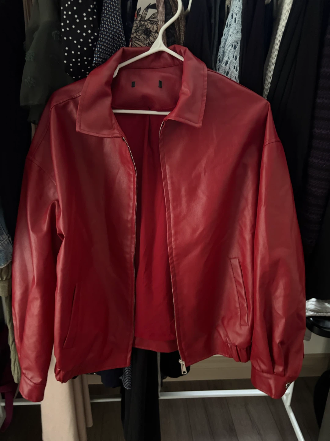 Red leather jacket