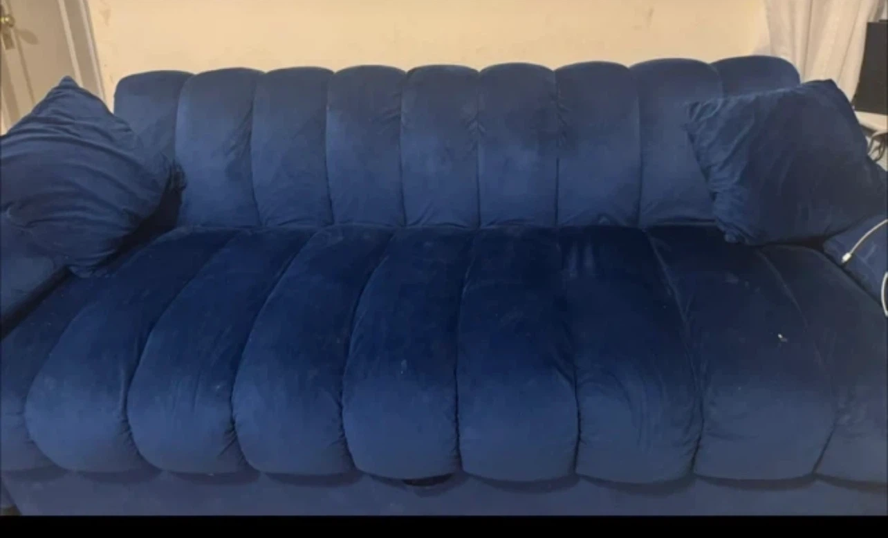 Blue Velvet Tufted Sofa with storage