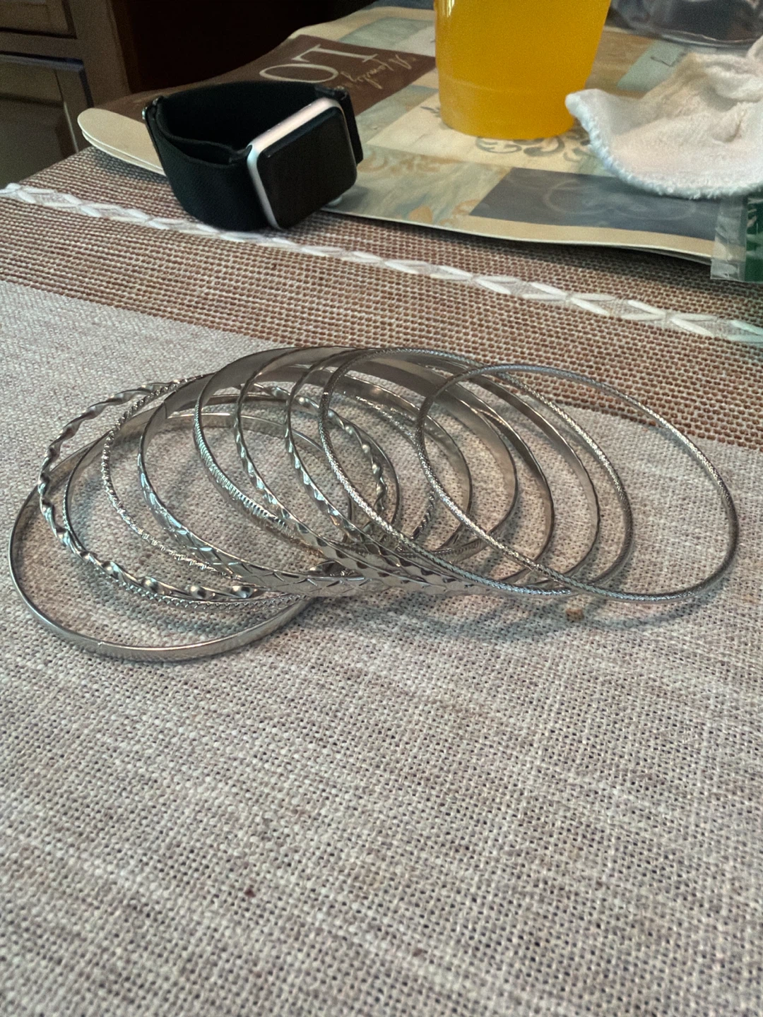 Set of Silver Tone Bangles - photo 3
