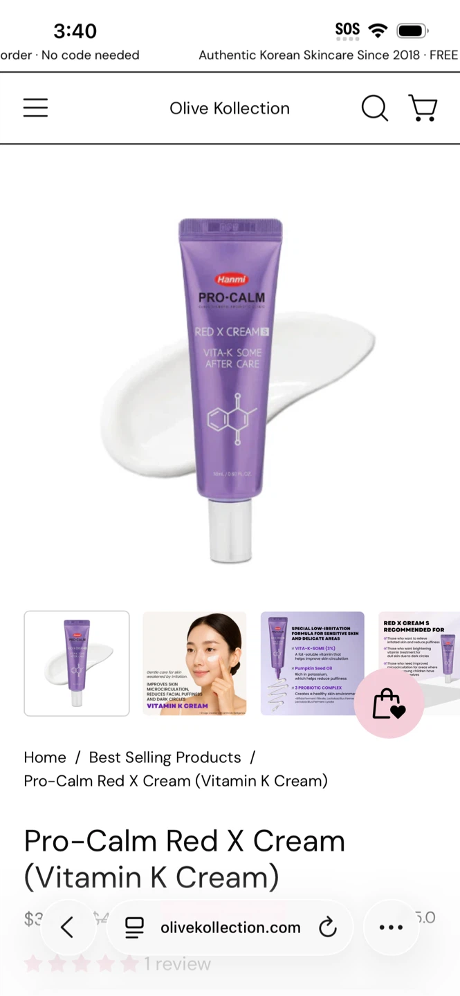 Hanmi Pharmaceutical Pro-Calm Red X Cream (Vitamin K Cream) - photo 2