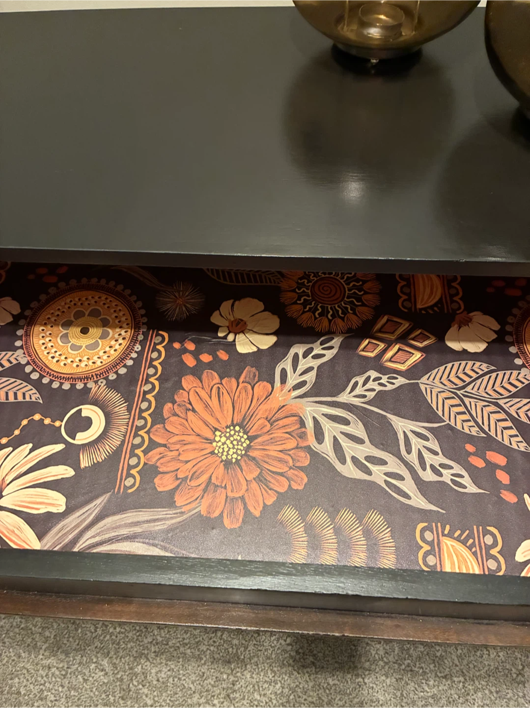 MCM Black Dresser with Floral Drawer Liners - photo 2