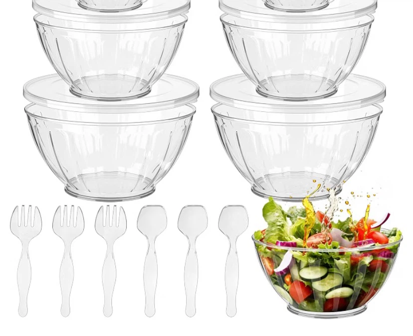 New Outdoor Plastic Salad Serving Bowles with Lids