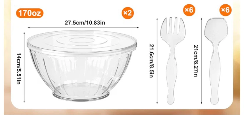 New Outdoor Plastic Salad Serving Bowles with Lids - photo 2