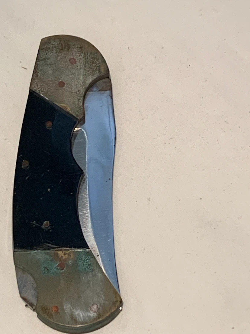 Folding pocket knife with decorative floral inlay - photo 3