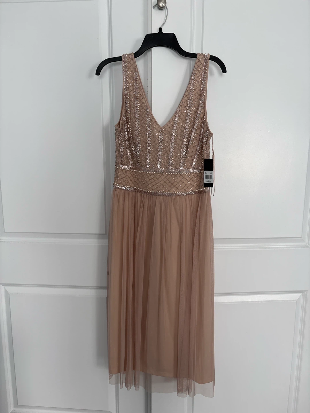 Sequined V-Neck Tulle Dress