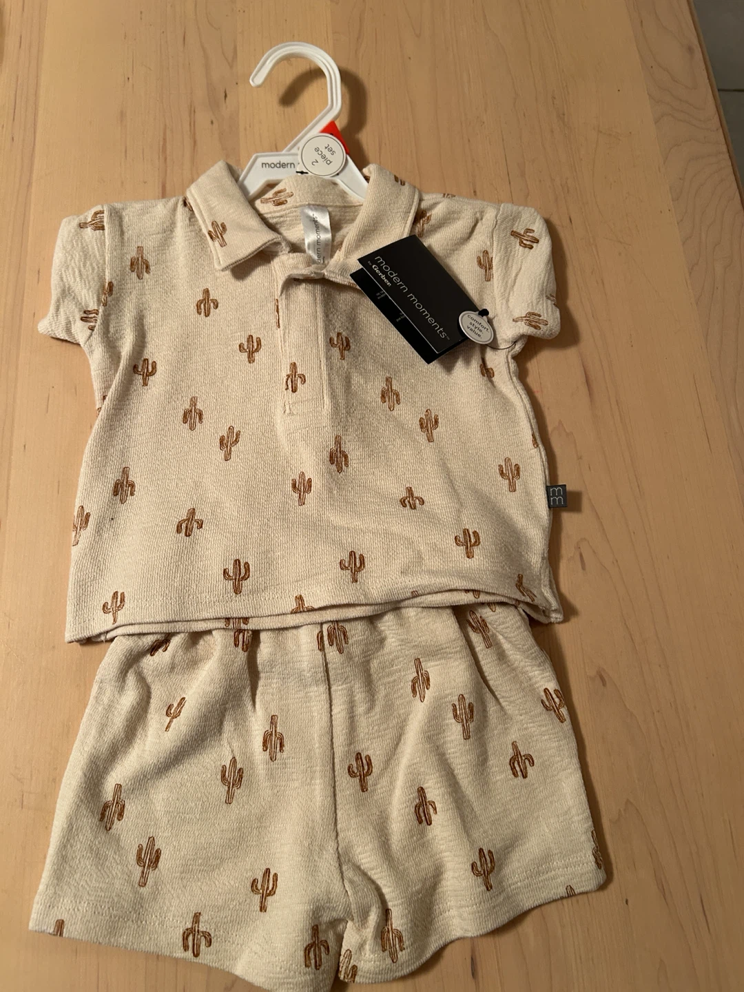 Modern Moments Baby Cactus Print Polo & Shorts Set
