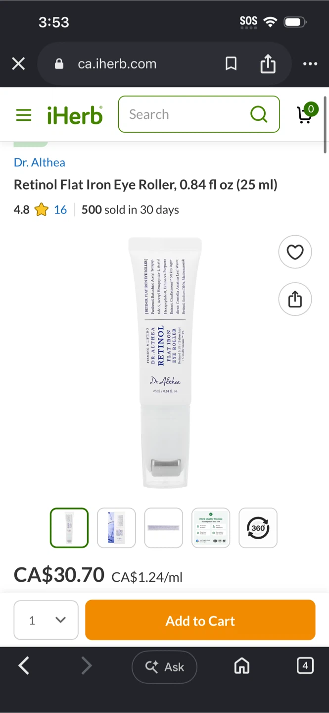 Dr.Althea Retinol Flat Iron Eye Roller, 0.84 fl oz (25 ml) - photo 2