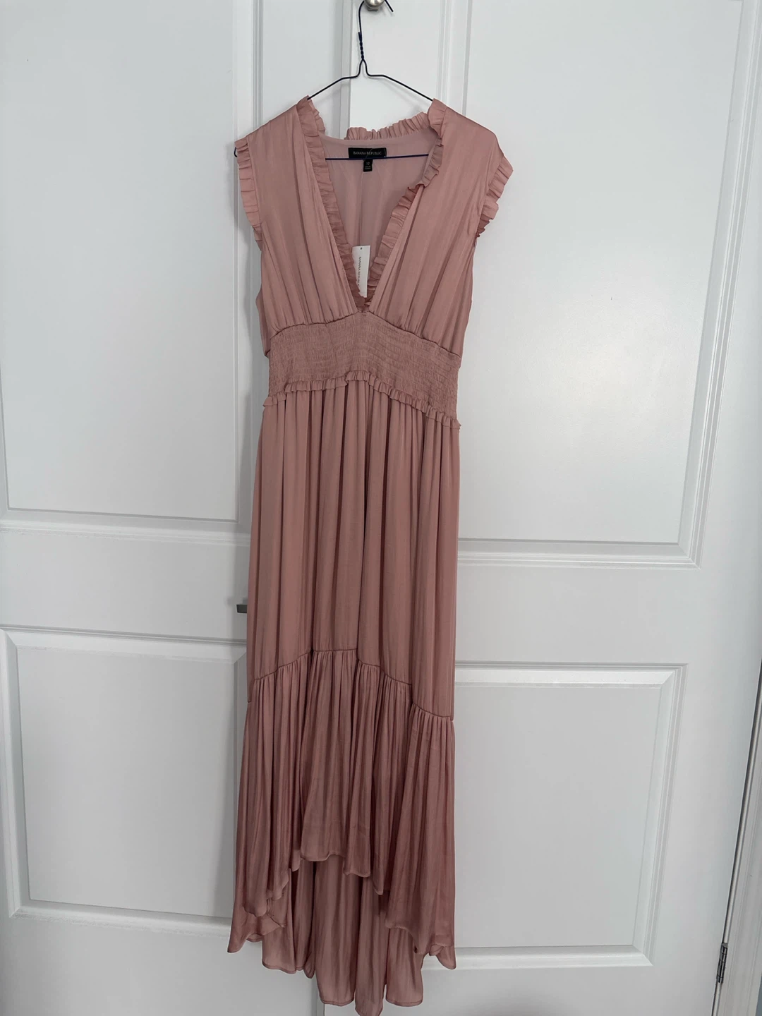 Banana Republic Pink Ruffle Maxi Dress