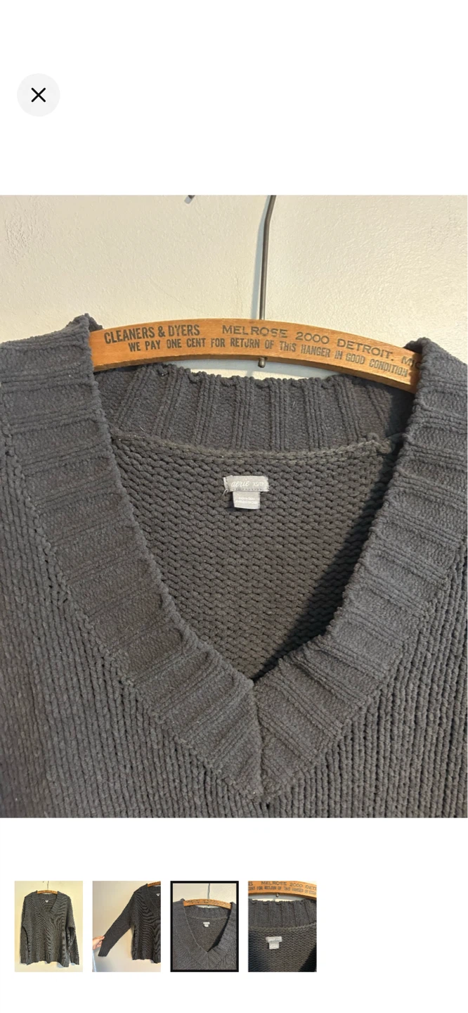 Aerie Charcoal V-Neck Chunky Knit Sweater - photo 3