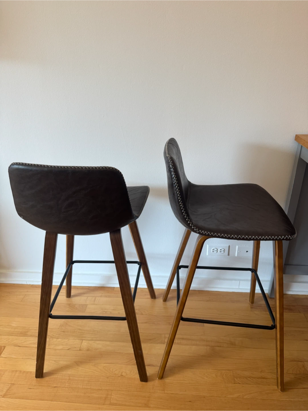 Set of 2 Dark Brown Faux Leather Bar Stools - photo 2