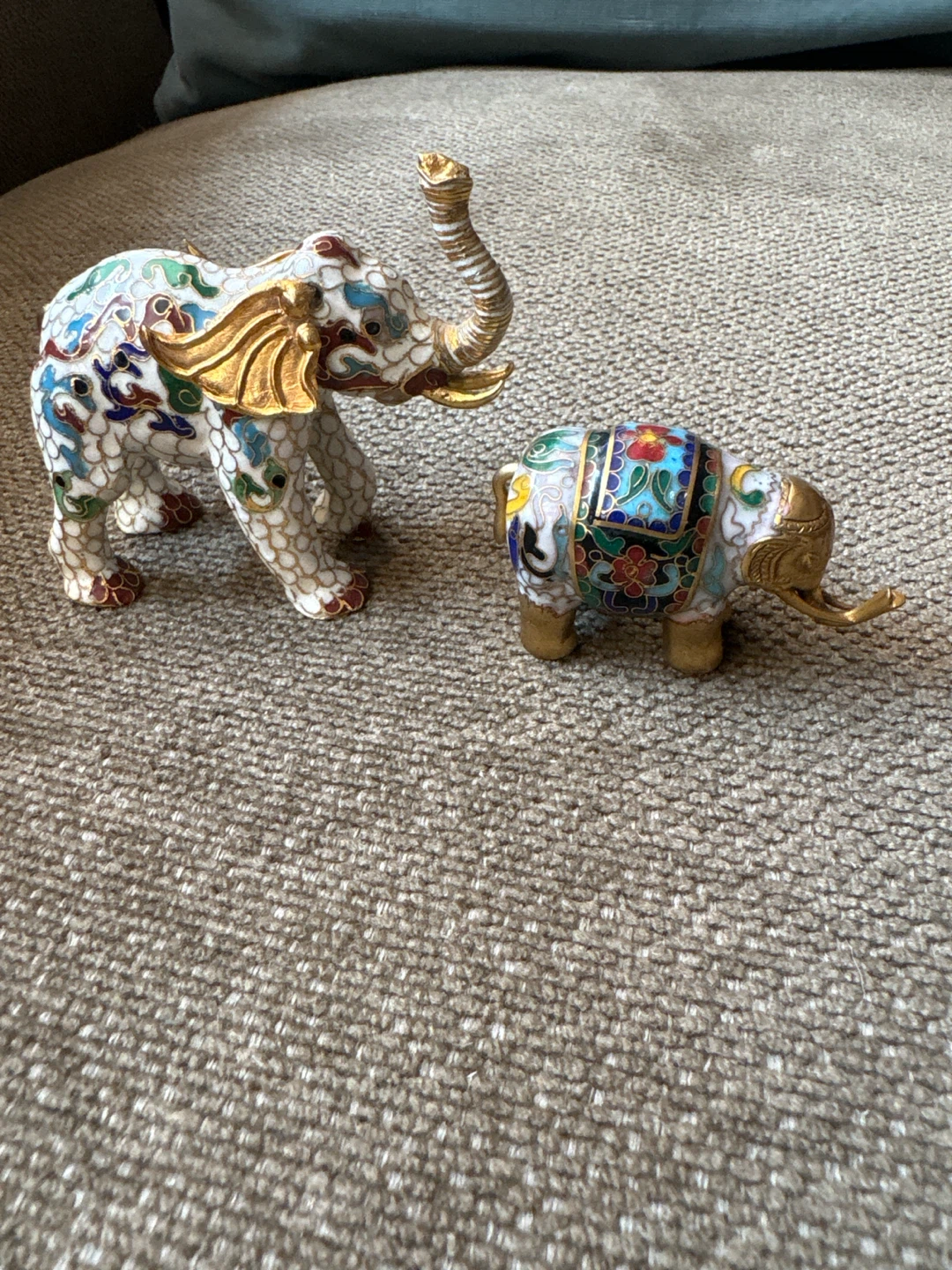 Set of 2 Cloisonné Elephants