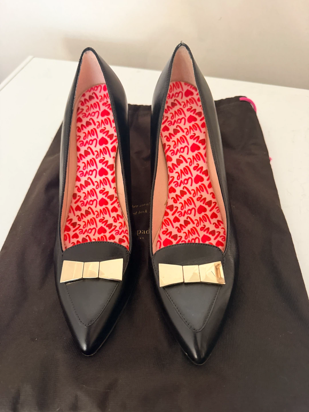 Kate Spade Black Heels with Bow Detail