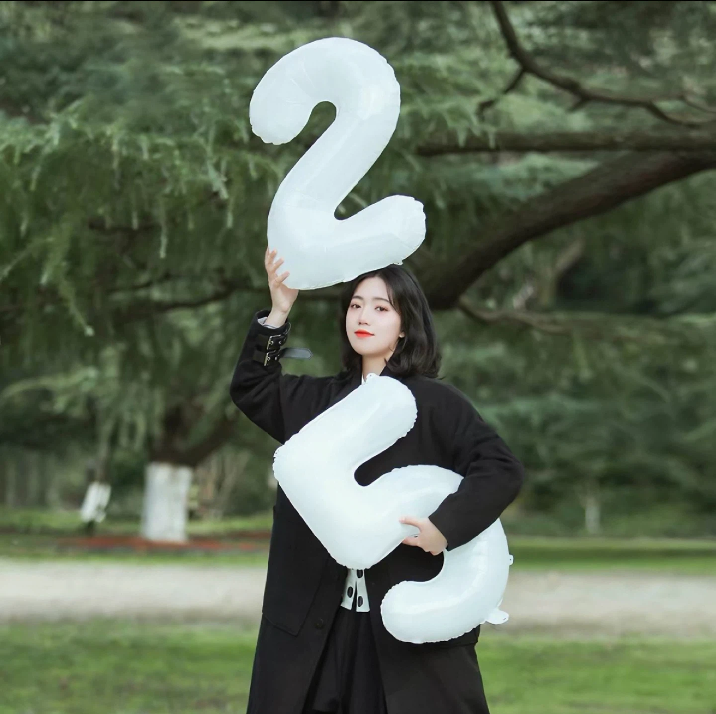White Number Balloons 2 and 5