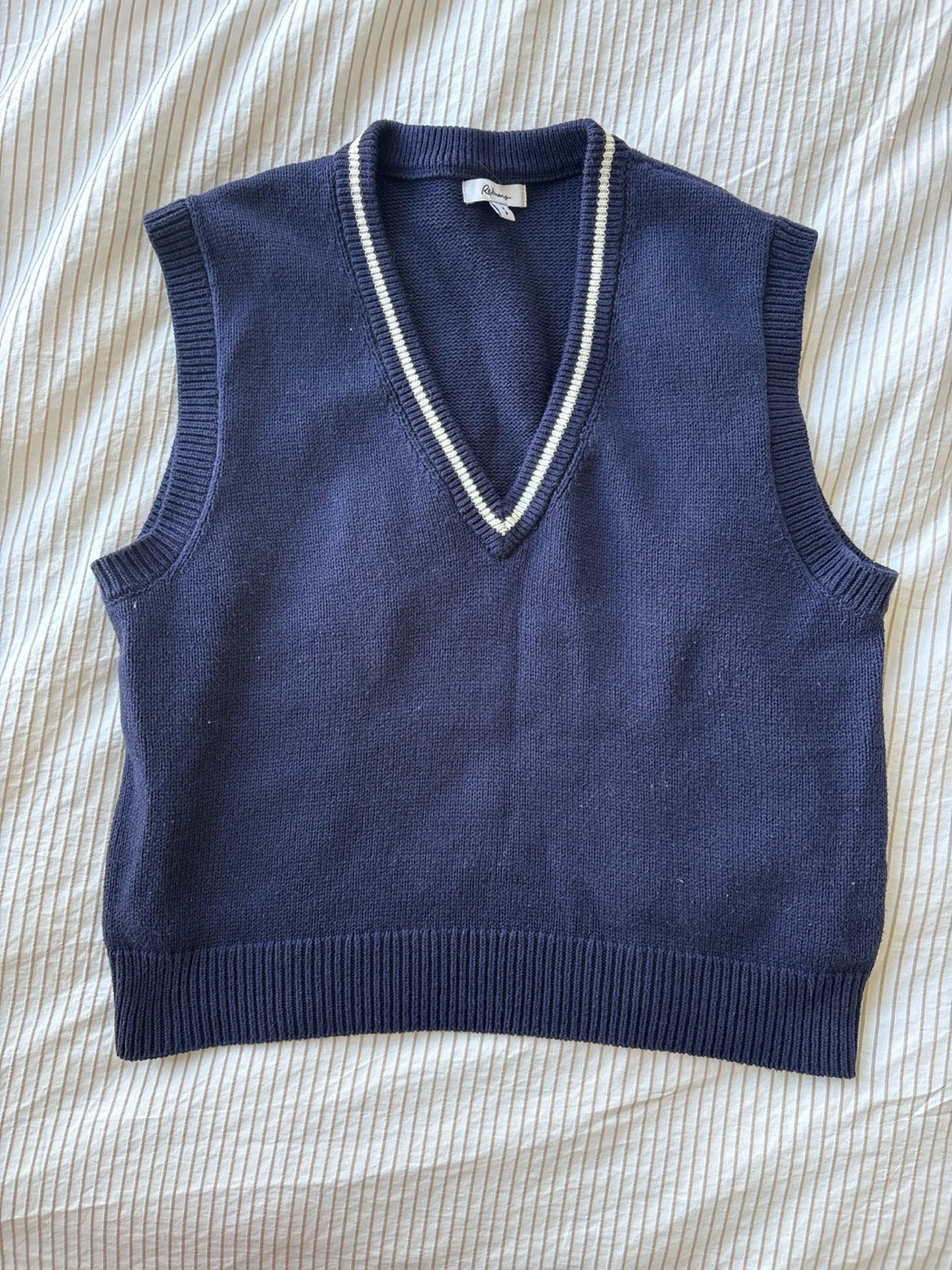 Navy V-Neck Sweater Vest (Size S)