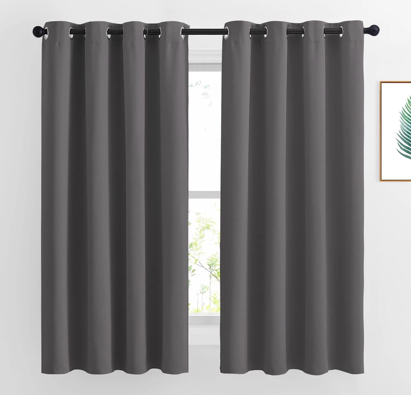 Dark Grey Grommet Curtains (Pair)
