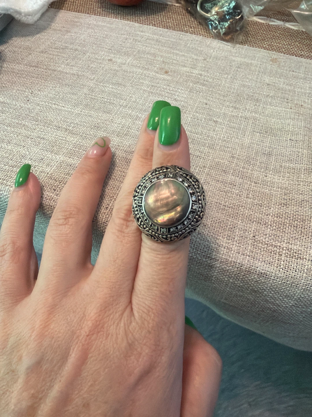 Vintage Silver Ring with Mother of Pearl Inlay - photo 2