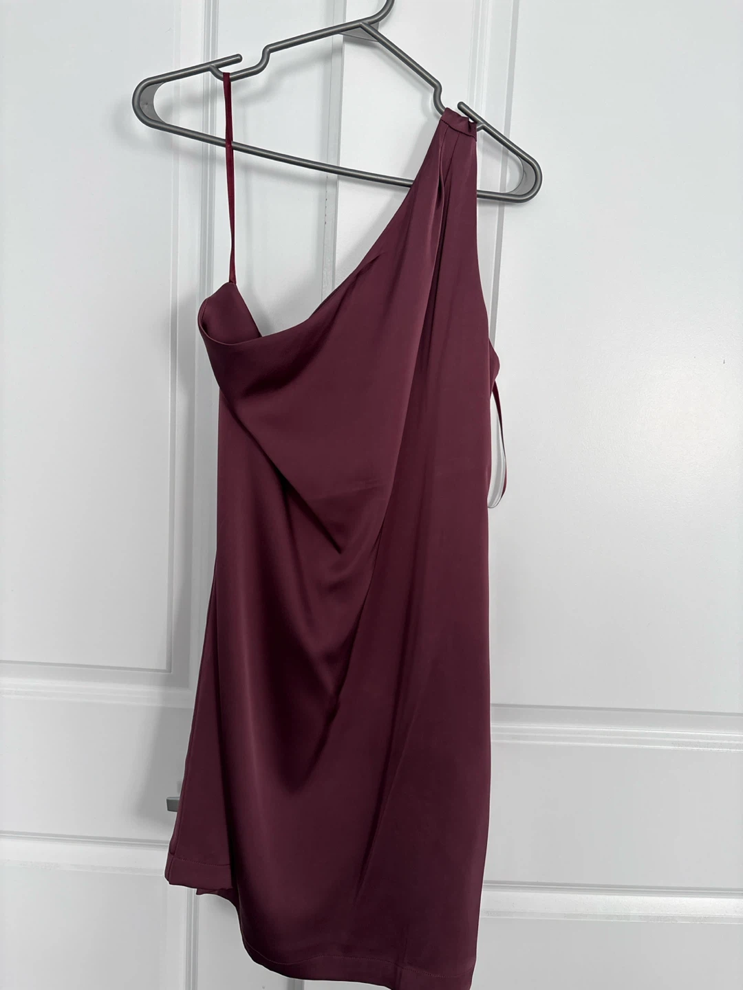 Maroon One-Shoulder Asymmetrical Dress