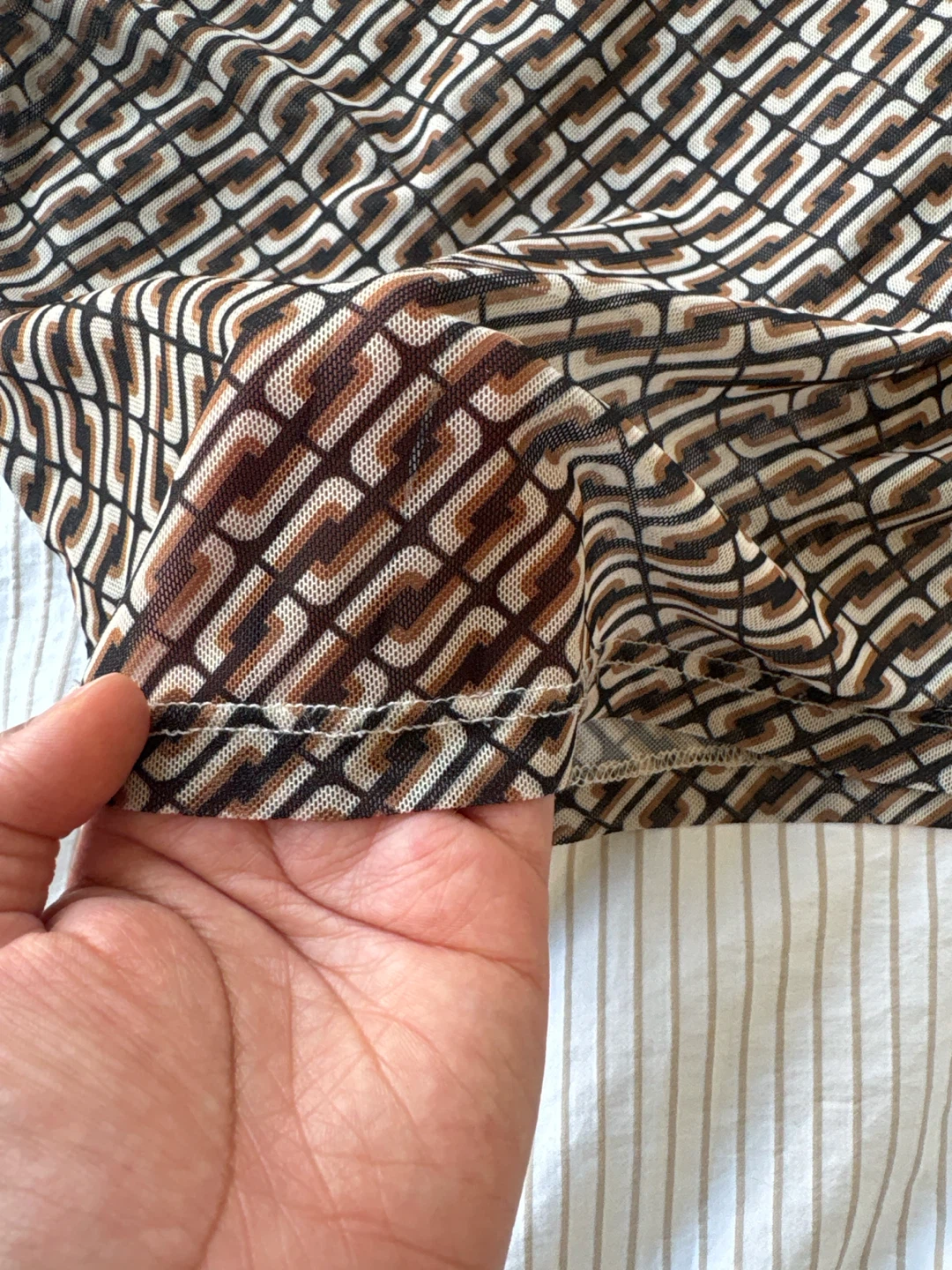 Brown Patterned Long Sleeve Crop Top - photo 3