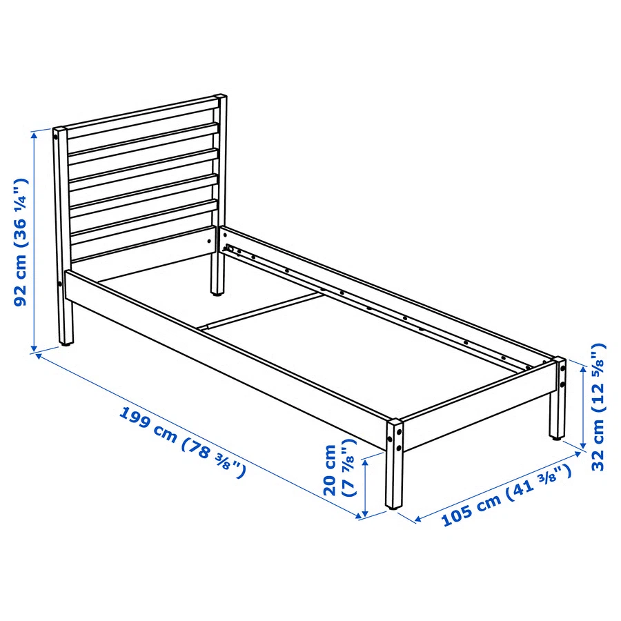 IKEA TARVA Twin Bed Frame + IKEA ABROTTEN Firm Mattress - photo 3